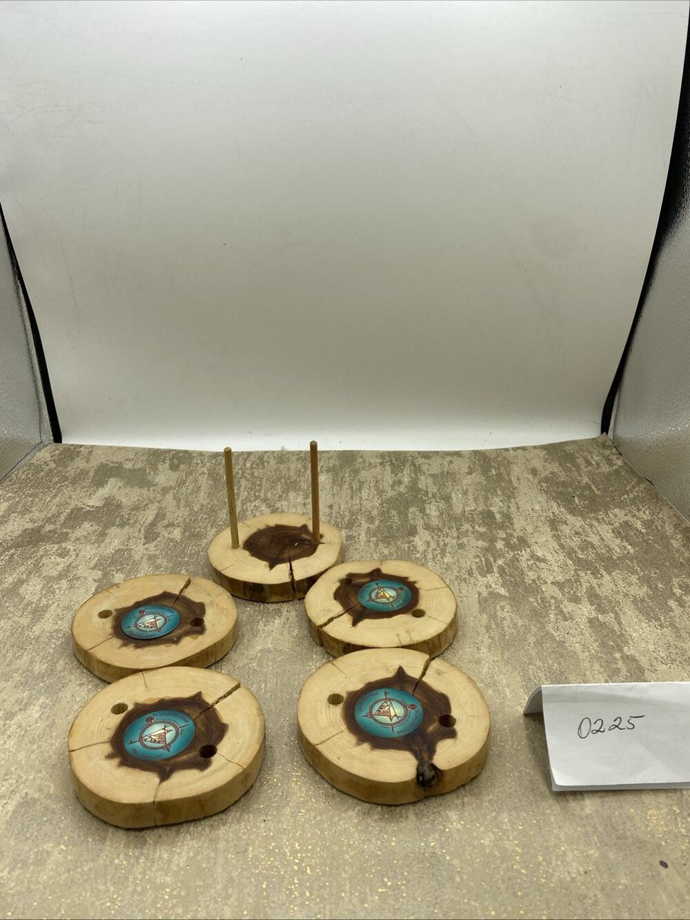 Custom Handmade By St Labre Indian School Wood Slice Rustic Tree Round Coasters
